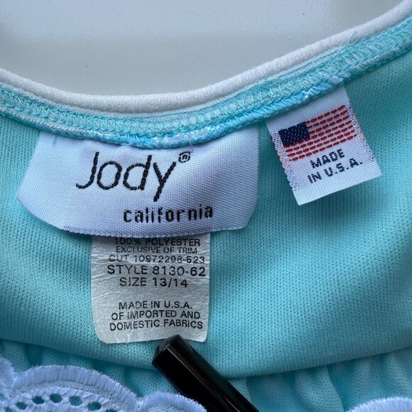 Jody California Vintage 1970s Embroidered Blue Midi Dress Size 13/14 - Picture 5 of 8